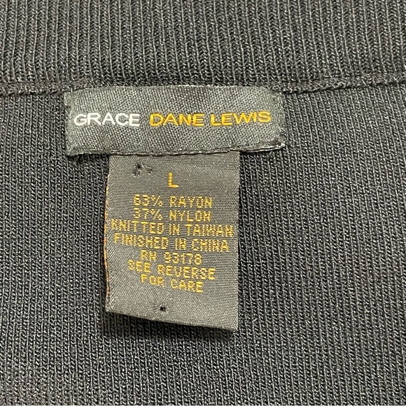 Grace Dane Lewis‎ Black Knit Lace Beaded Hem Pencil Skirt Stretch Knit sz L - Picture 5 of 9